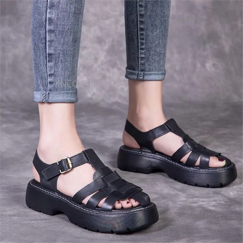 Martha Dames Comfortabele Romeinse Sandalen - Zwart