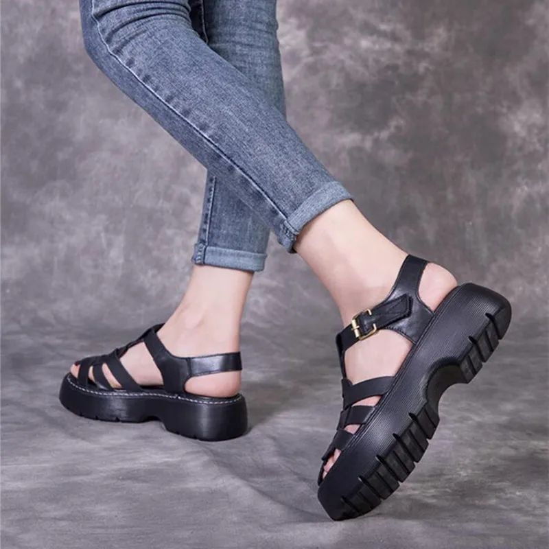Martha Dames Comfortabele Romeinse Sandalen - Zwart