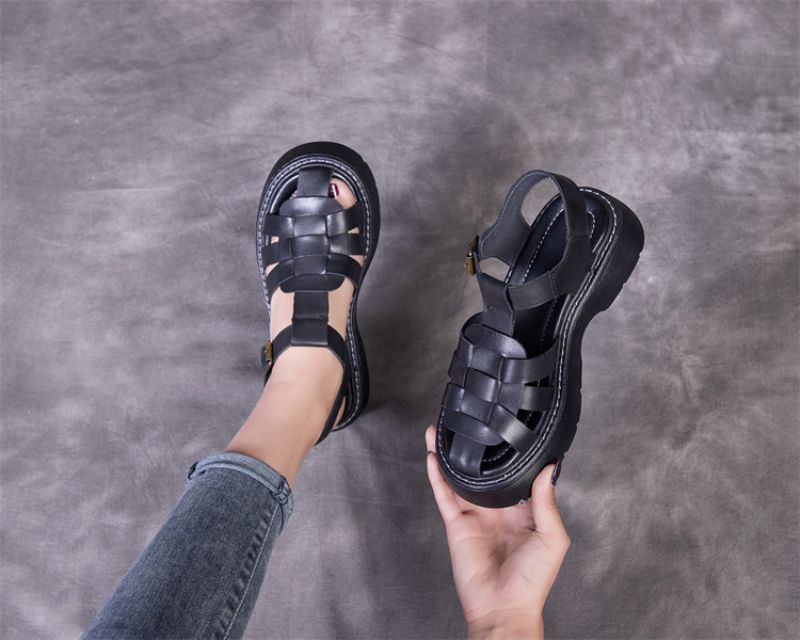 Martha Dames Comfortabele Romeinse Sandalen - Zwart