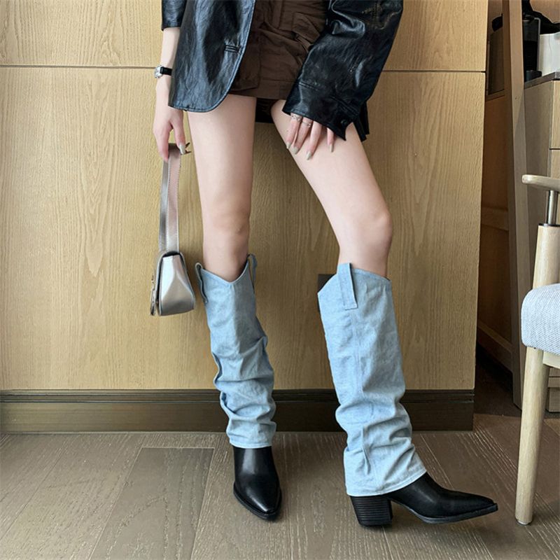 Martina Dames Western Laarzen - Beige kort pluche