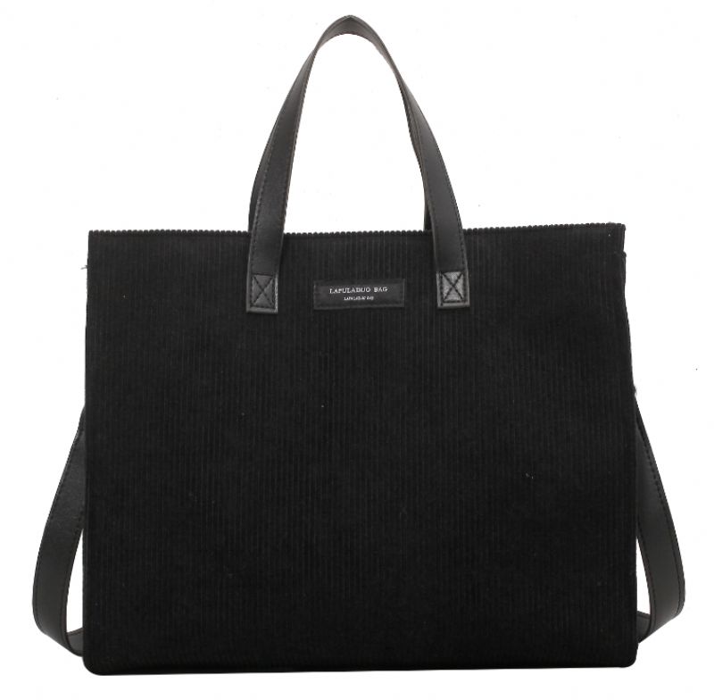 Martini Dames Grote Corduroy Schoudertas - Zwart