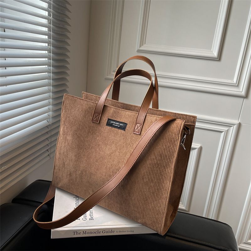 Martini Dames Grote Corduroy Schoudertas - Zwart
