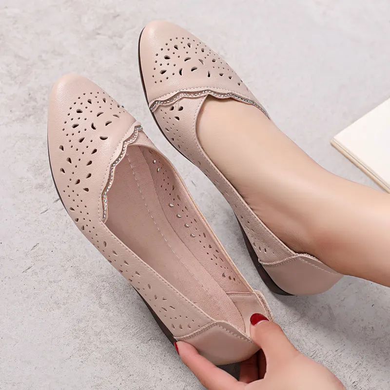 Martins Dames Ademende Platte Schoenen - Beige