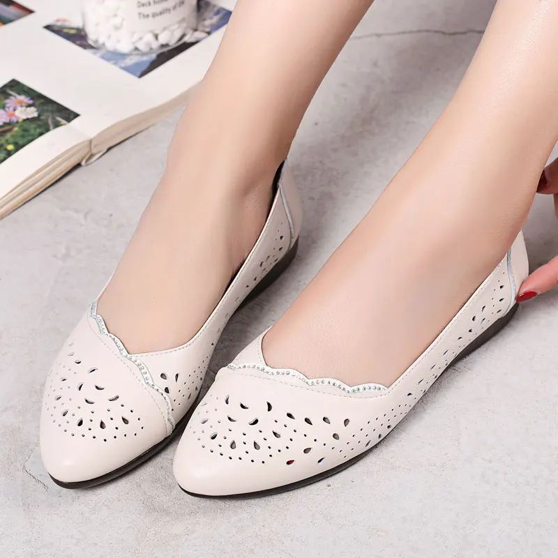 Martins Dames Ademende Platte Schoenen - Beige