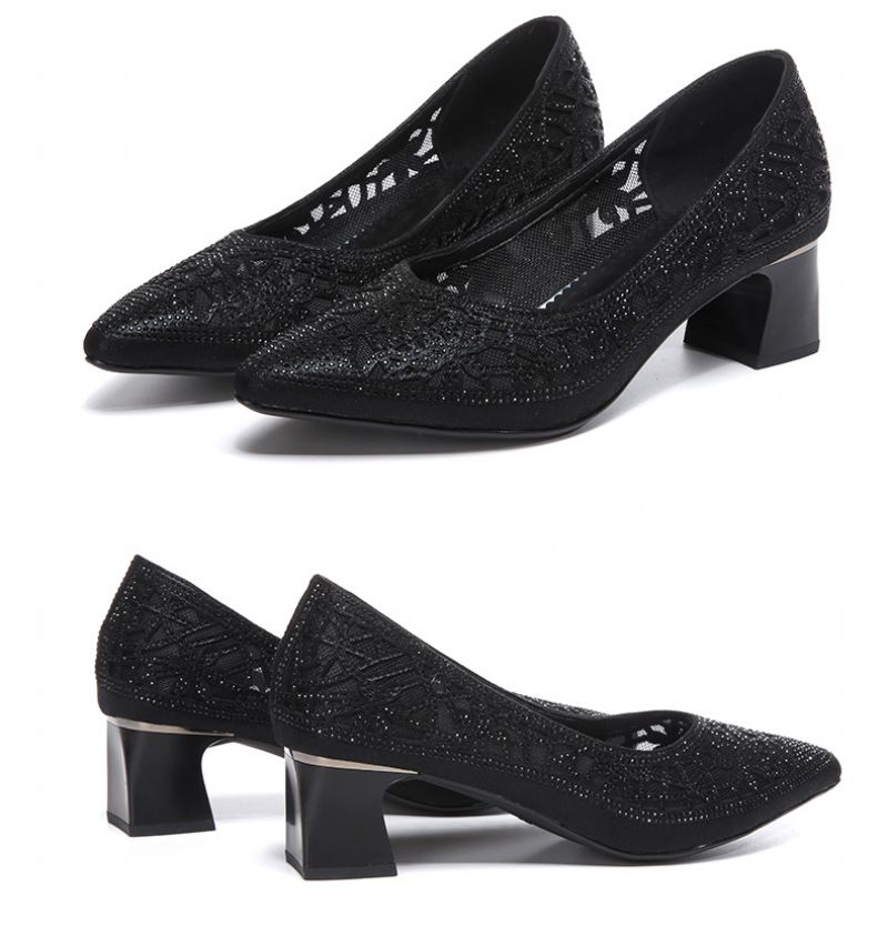 Mary Dames Strass Puntige Toe Pumps - Goud