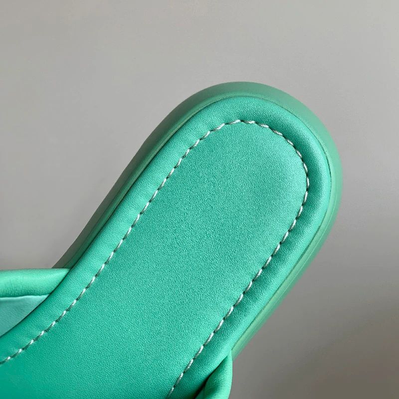 Maryn Damesplatform Leren Pantoffel - Groen