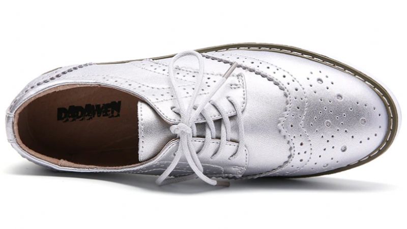 Mau Vrouwen Oxford Leren Schoenen - Zilver