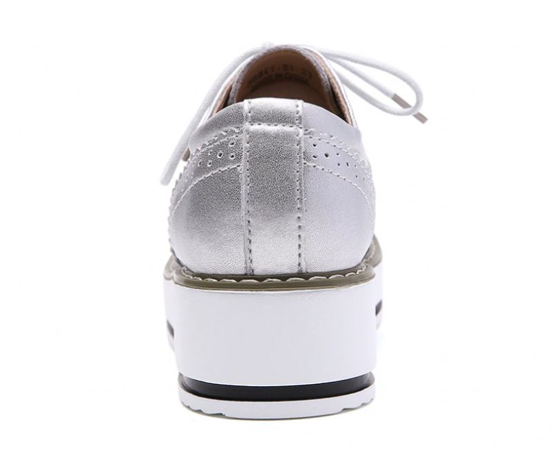 Mau Vrouwen Oxford Leren Schoenen - Zilver