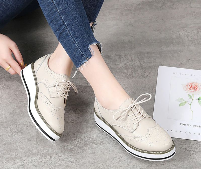 Mau Vrouwen Oxford Leren Schoenen - Zilver