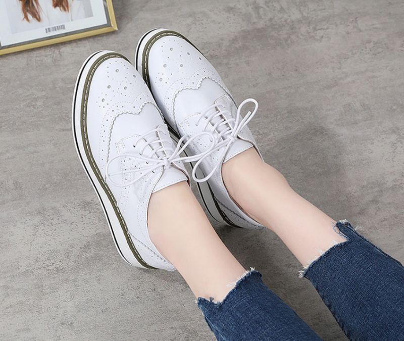 Mau Vrouwen Oxford Leren Schoenen - Zilver