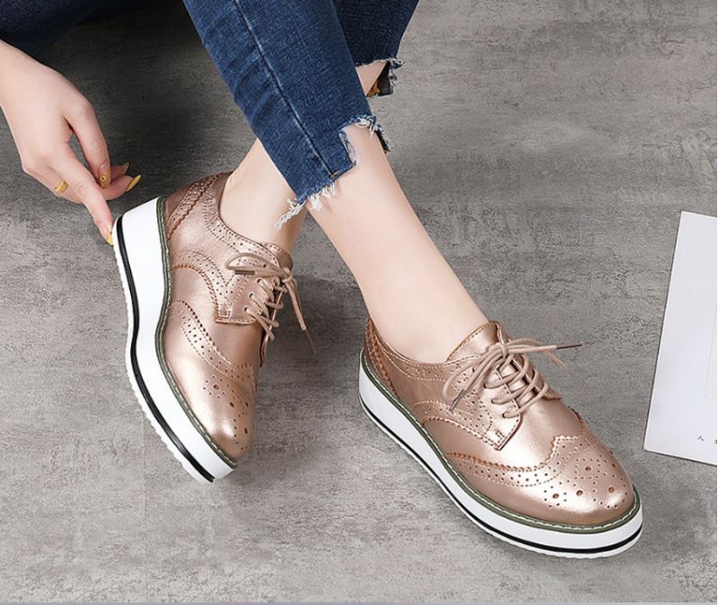 Mau Vrouwen Oxford Leren Schoenen - Zilver
