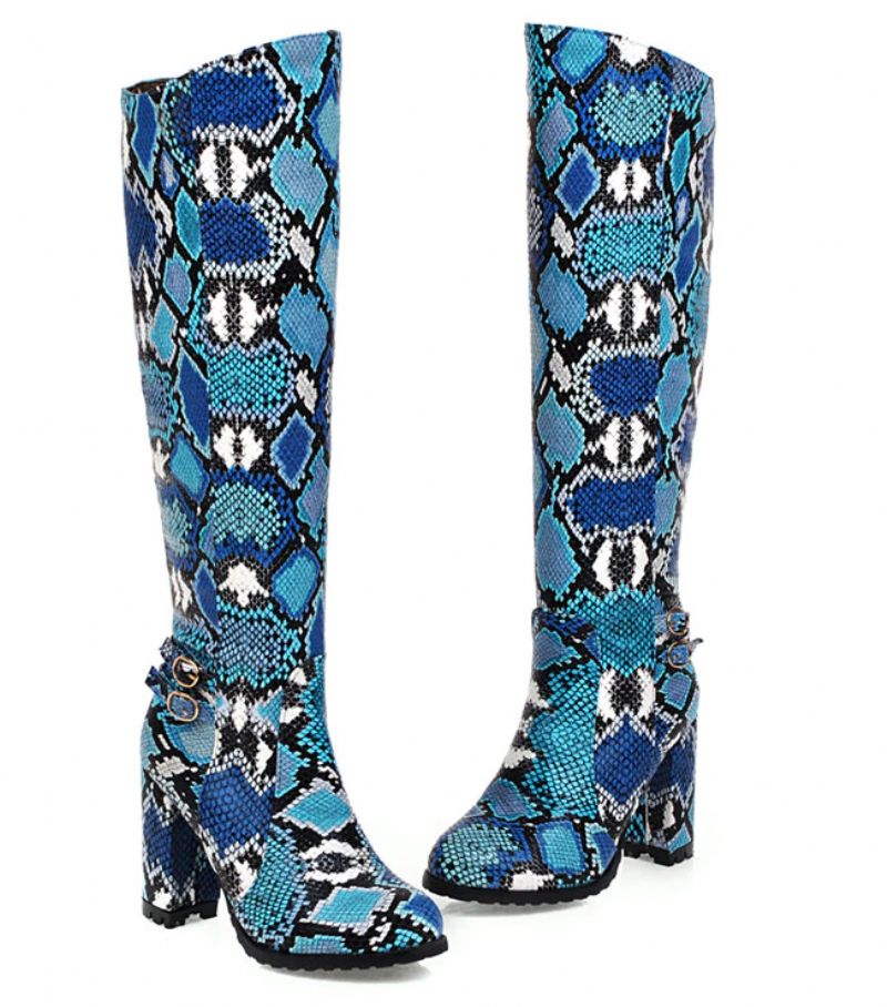 Max Dames Kniehoge Leren Laarzen - Blauw