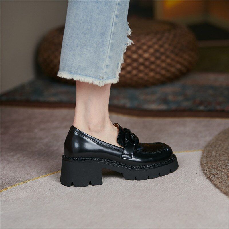 May Dames Dikke Hak Platform Schoenen - Zwart