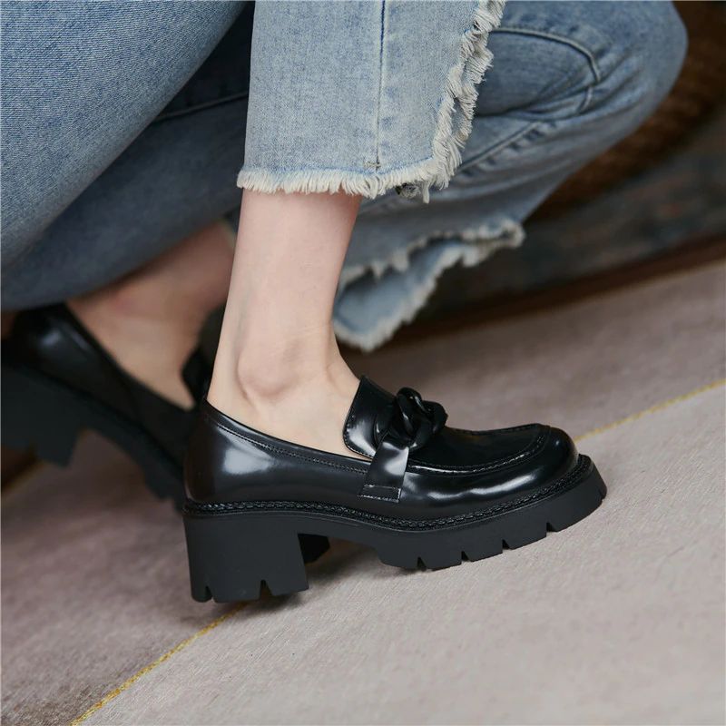 May Dames Dikke Hak Platform Schoenen - Zwart