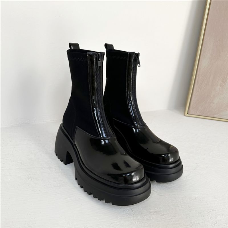 May Dames Patent Echte Leren Laarzen - Zwart