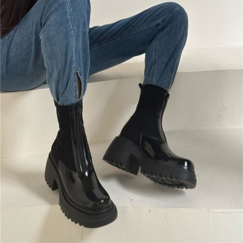 May Dames Patent Echte Leren Laarzen - Zwart