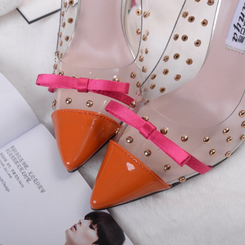 Maya Dames Rivet Studded Transparante Pumps Schoenen - Blauw
