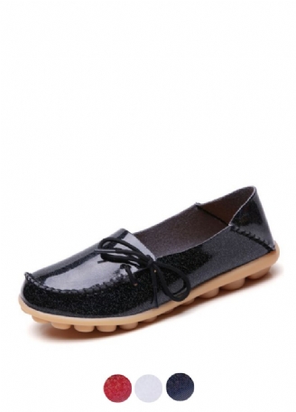 Mechi Dames Loafer Patent Platte Slip-on Schoenen