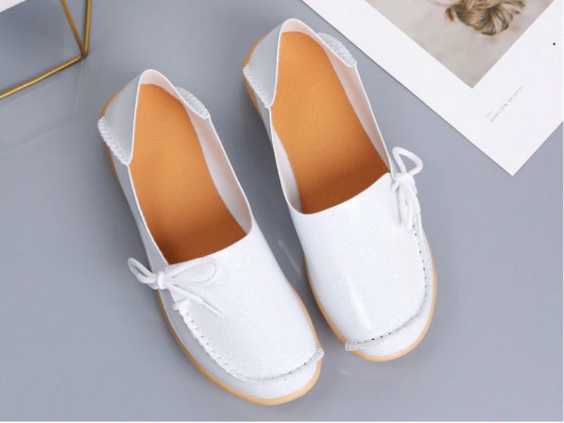 Mechi Dames Loafer Patent Platte Slip-on Schoenen - Zwart