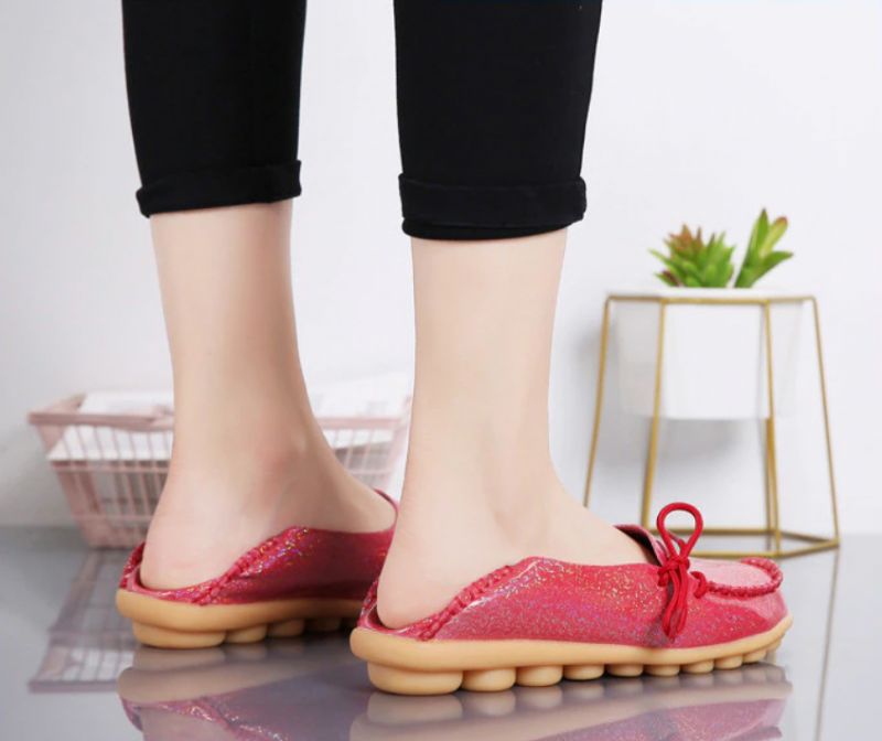 Mechi Dames Loafer Patent Platte Slip-on Schoenen - Zwart