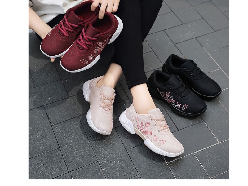 Mehdi Dames Sneakers Comfortabele Ademende Veterschoenen Platte Zwarte Schoenen - Roze