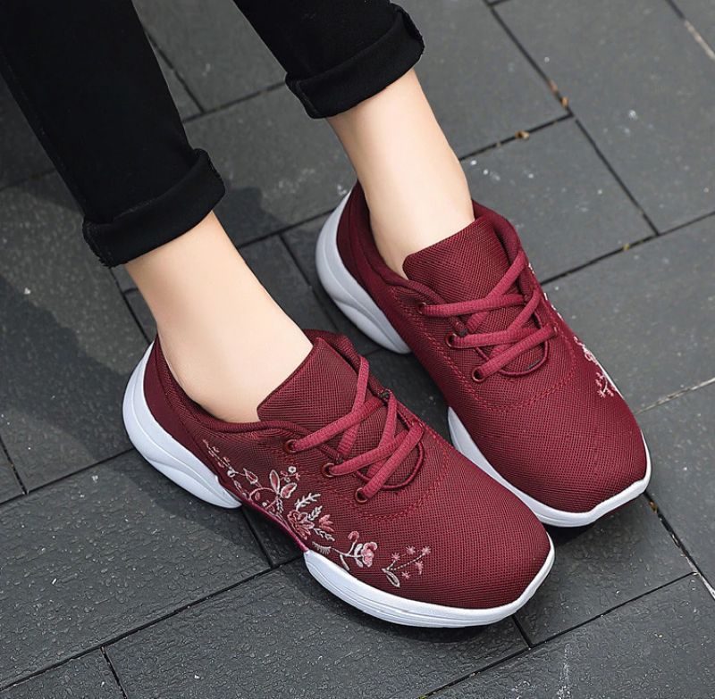 Mehdi Dames Sneakers Comfortabele Ademende Veterschoenen Platte Zwarte Schoenen - Roze