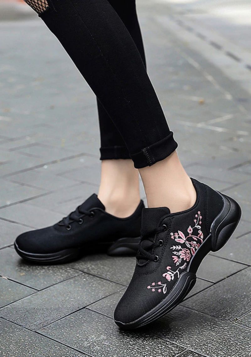 Mehdi Dames Sneakers Comfortabele Ademende Veterschoenen Platte Zwarte Schoenen - Roze