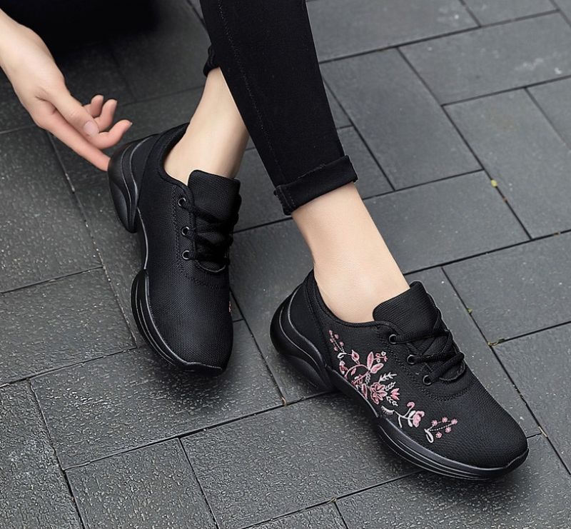 Mehdi Dames Sneakers Comfortabele Ademende Veterschoenen Platte Zwarte Schoenen - Roze