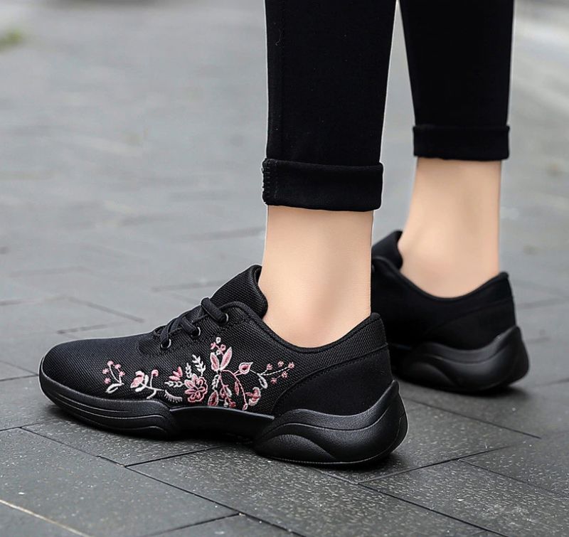 Mehdi Dames Sneakers Comfortabele Ademende Veterschoenen Platte Zwarte Schoenen - Roze