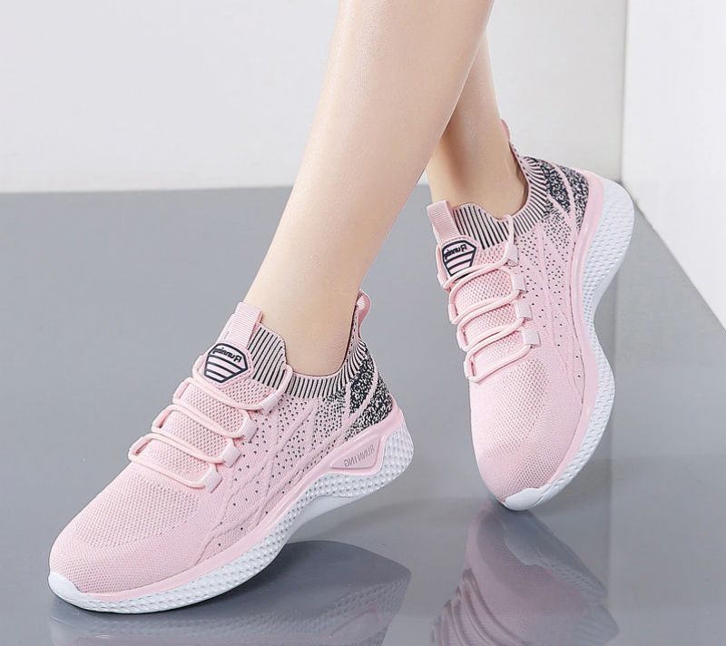 Melgen Dames Sneakers Comfortabele Veterschoenen - Roze