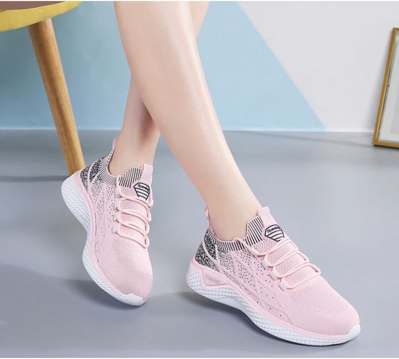 Melgen Dames Sneakers Comfortabele Veterschoenen - Roze