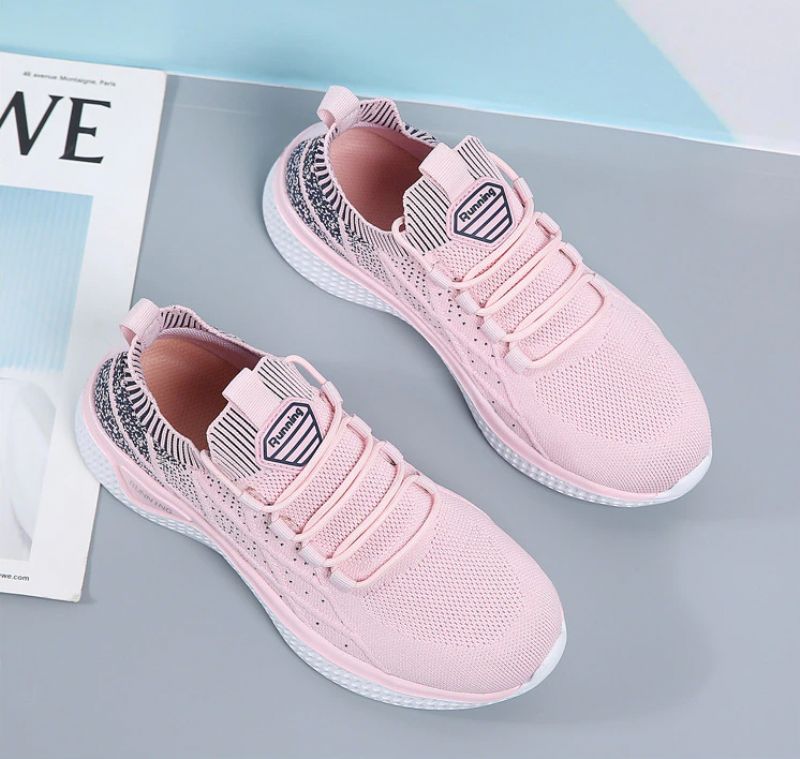 Melgen Dames Sneakers Comfortabele Veterschoenen - Roze