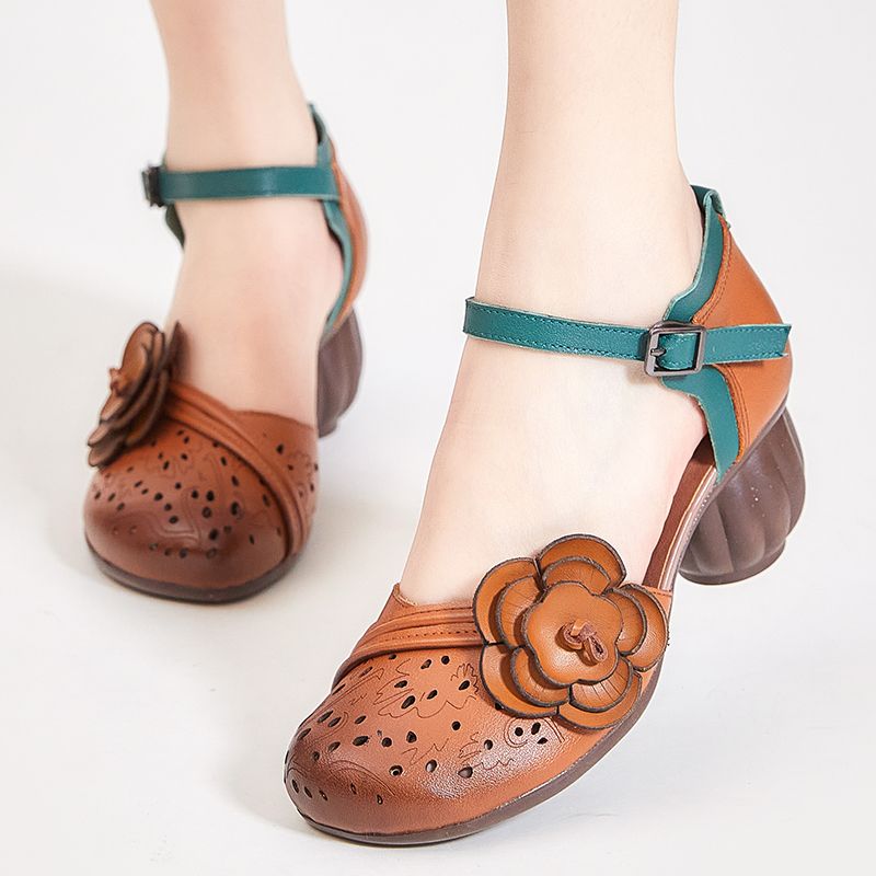 Melisa Dames Klassieke Ronde Teen Sandalen - Groen