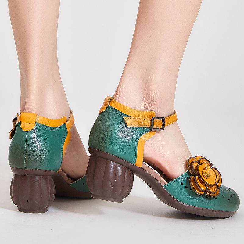Melisa Dames Klassieke Ronde Teen Sandalen - Groen
