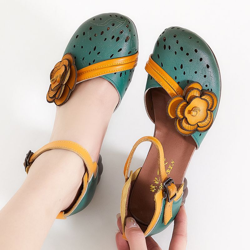 Melisa Dames Klassieke Ronde Teen Sandalen - Groen