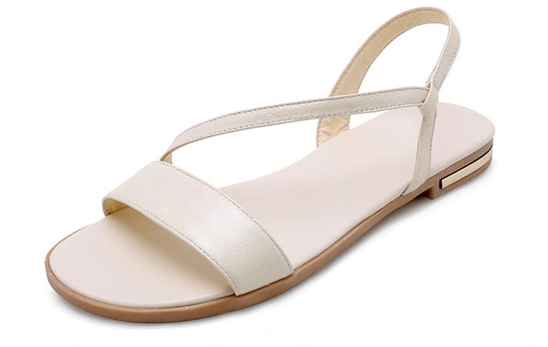 Melody Dames Leren Sandaal Voor De Zomer - Beige