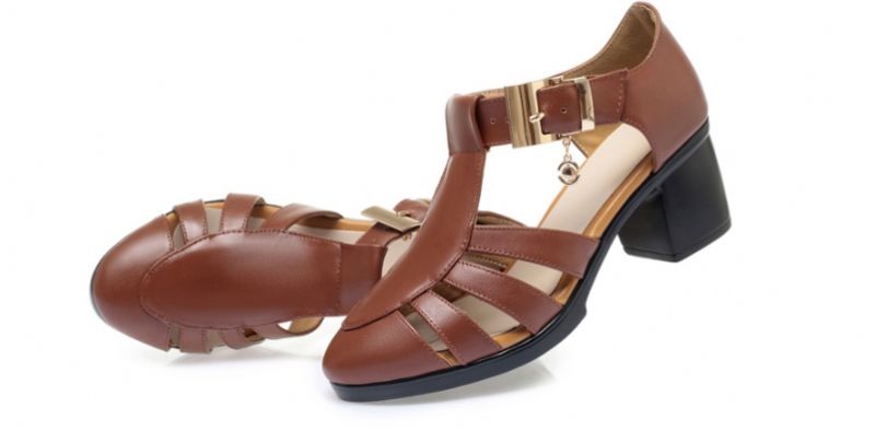 Melvy Dames Hak Sandaal - Bruin