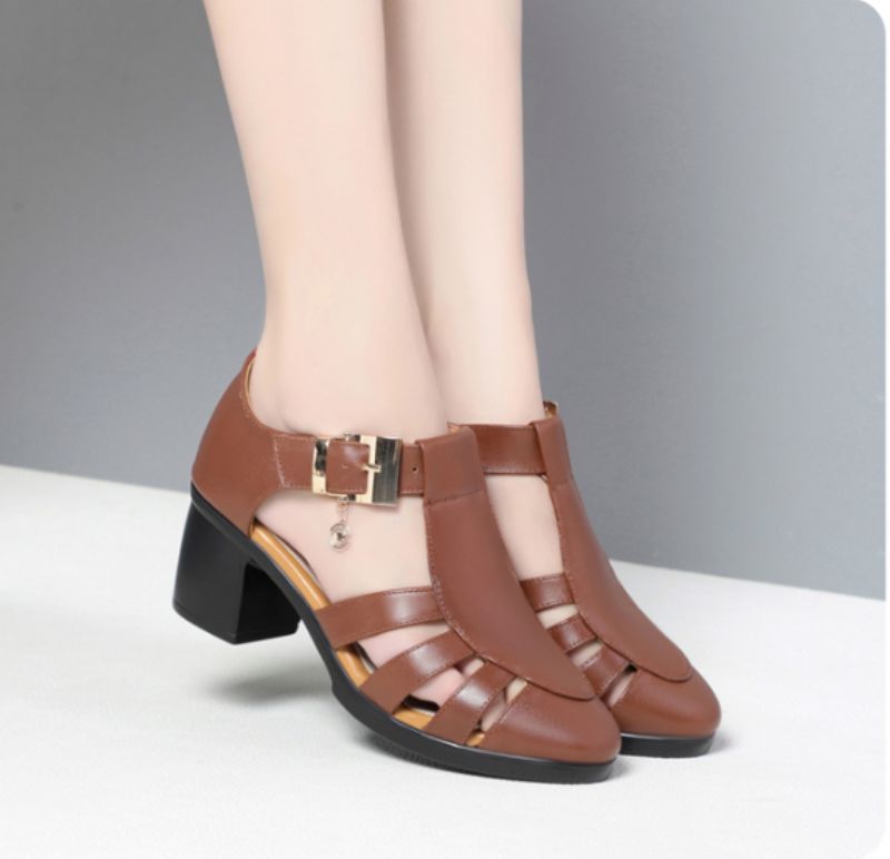 Melvy Dames Hak Sandaal - Bruin