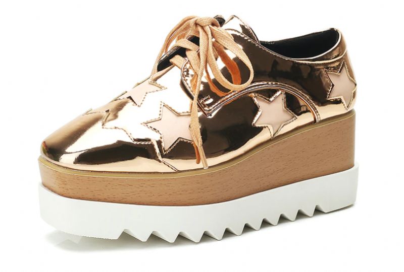 Merchan Dames Platform Patent Leren Schoenen - Zilver