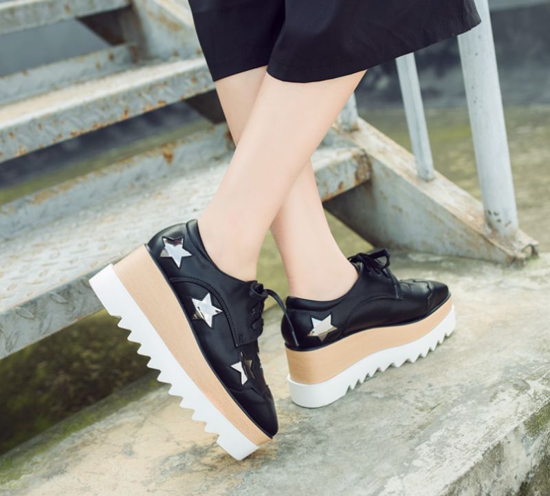 Merchan Dames Platform Patent Leren Schoenen - Zilver