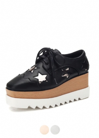 Merchan Dames Platform Patent Leren Zwarte Schoenen