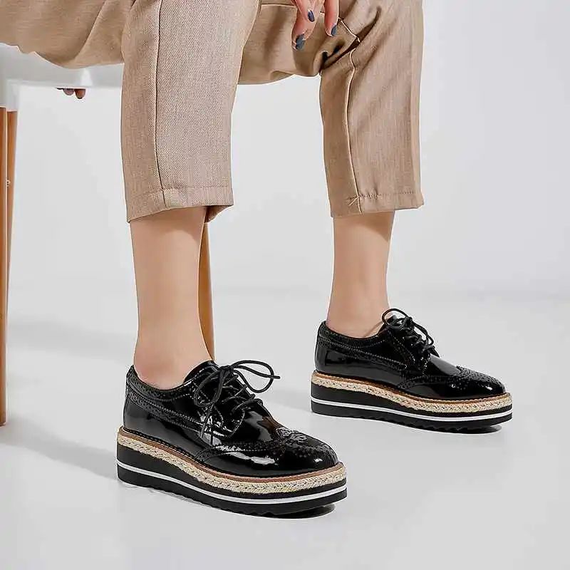Merlina Oxford Platformschoenen Voor Dames - Zwart