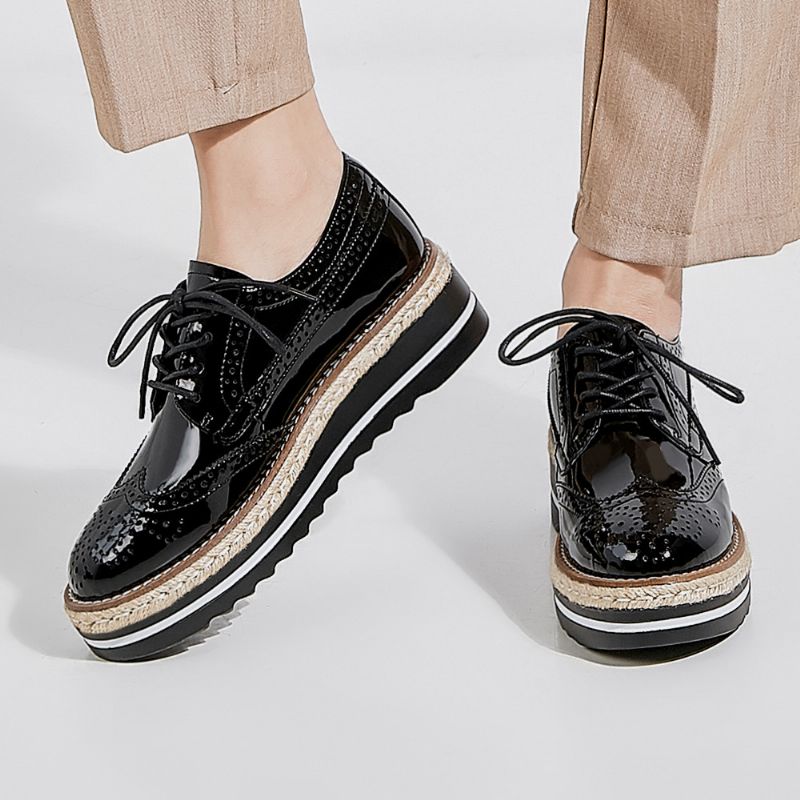 Merlina Oxford Platformschoenen Voor Dames - Zwart