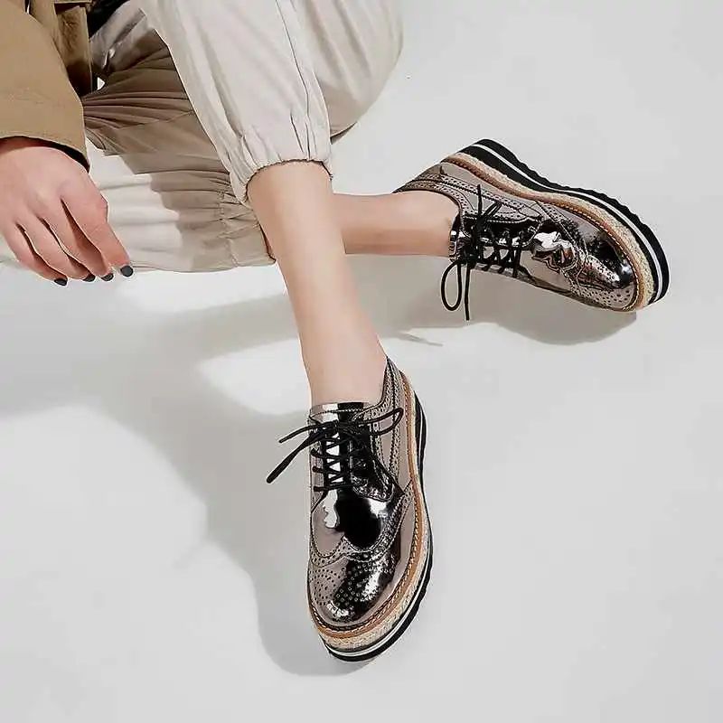 Merlina Oxford Platformschoenen Voor Dames - Zwart