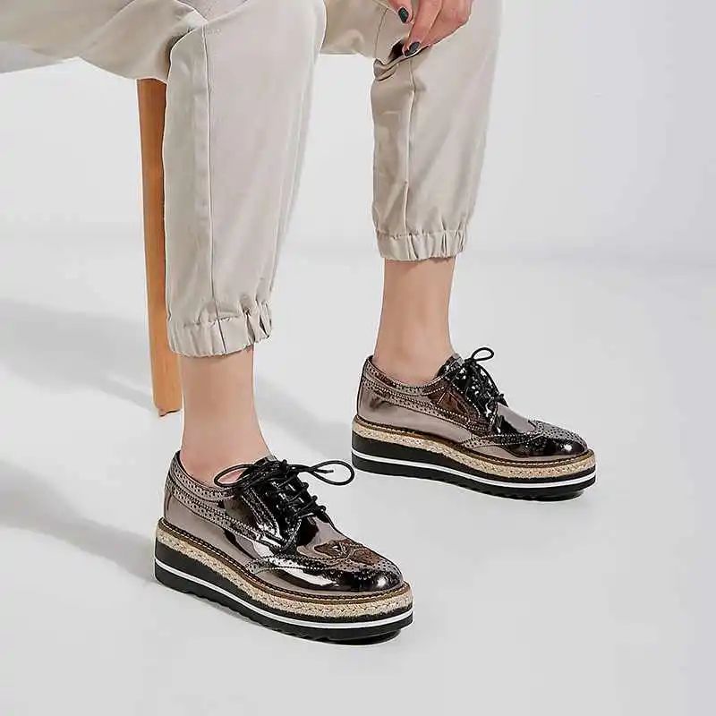 Merlina Oxford Platformschoenen Voor Dames - Zwart