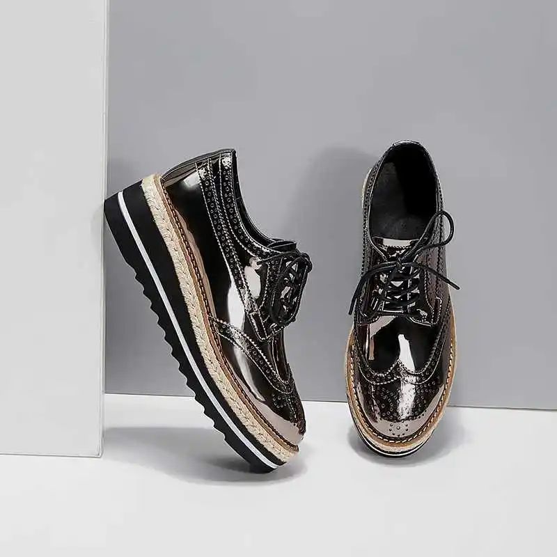Merlina Oxford Platformschoenen Voor Dames - Zwart