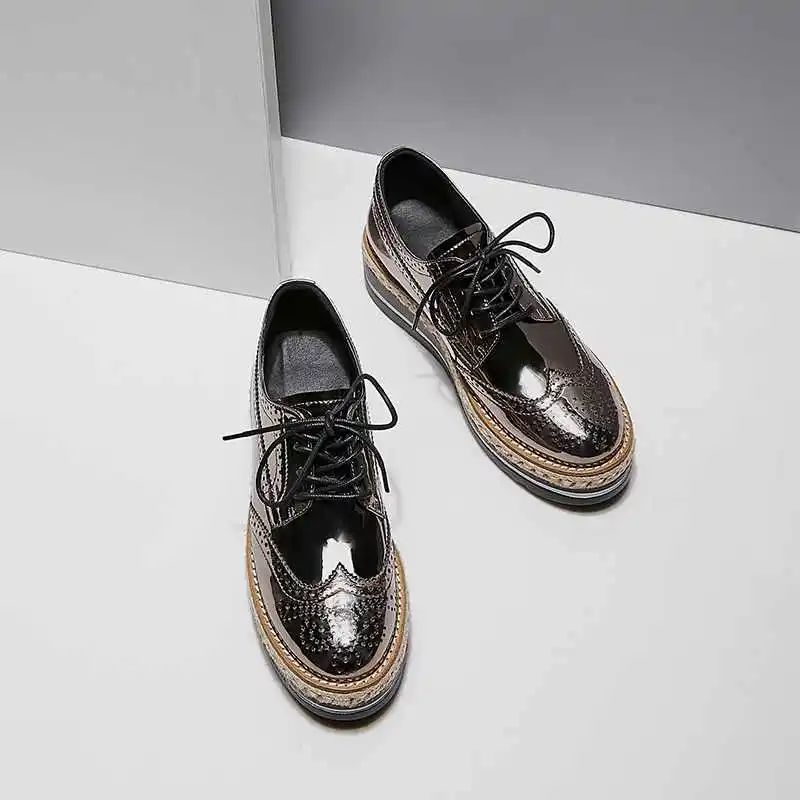 Merlina Oxford Platformschoenen Voor Dames - Zwart
