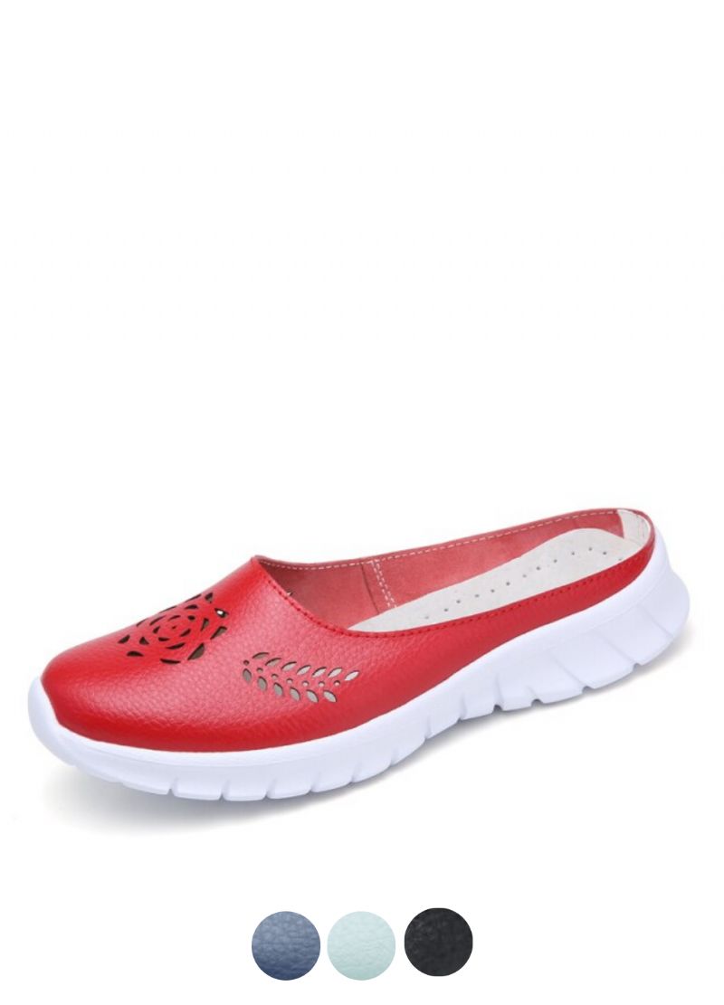 Merly Dames Echte Leren Zomer Platte Slippers Schoenen