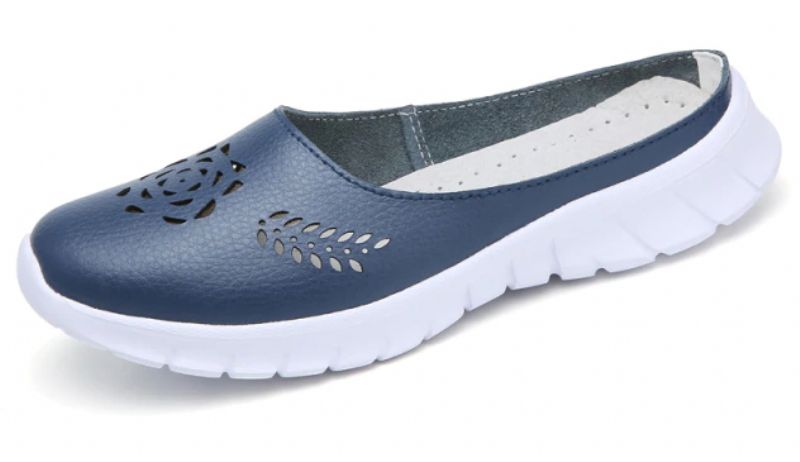 Merly Dames Echte Leren Zomer Platte Slippers Schoenen - Rood