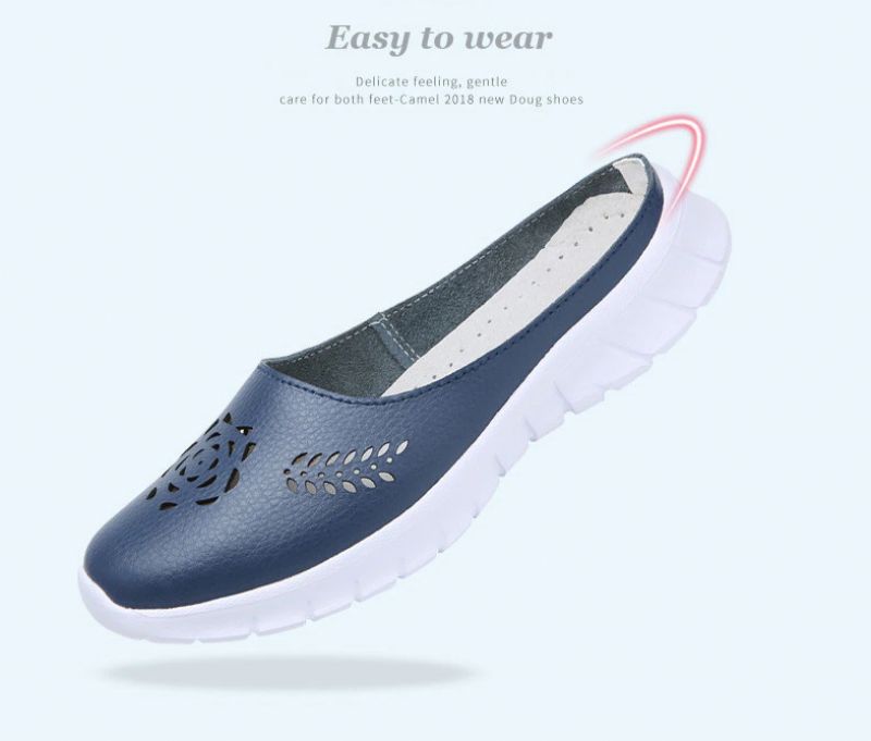 Merly Dames Echte Leren Zomer Platte Slippers Schoenen - Rood